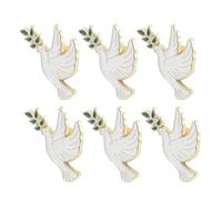 WRITWAA 6 Pièces Broche Oiseau de Paix en Alliage de Zinc Blanche, Design Symbolique avec Rameau D'olivier, Décorative et Portable, pour Pulls et Collections D'amoureux des Animaux