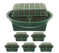 WRITWAA 6 Pièces Set de Mousse Humide avec Plateau Mousse à Fleurs Ronde pour Arrangements Floraux pour Décoration de Mariage et Événements Matériel