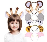 WRITWAA 6pièces Bandeaux Animaux Accessoires De Cheveux Pour Cosplay Fête Photo Et Festival Tigre Giraffe Et Cochon
