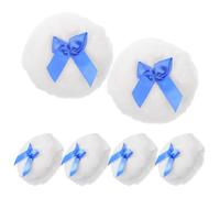 WRITWAA 6pièces Houpette à Poudre pour Applicateur avec Noeud Disque de Maquillage Doux Pot de Poudre Usage Quotidien et Extérieur