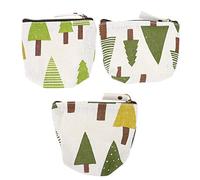 WRITWAA 6pièces Sac de Rangement Porte-Monnaie Zippé Coton et Lin Motif Forêt Porte-Monnaie pour Petits Objets et Cartes