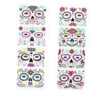 WRITWAA 8 Feuilles Autocollants Visage Halloween Fluorescents Temporaires Uv Faciles à Appliquer et Retirer Décorations pour Fêtes et Cosplay