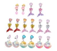 WRITWAA 8 paires Boucles Oreilles Clips Couleurs Dégradées Bijoux Princesse Cartoon pour Petites Accessoires Anniversaire