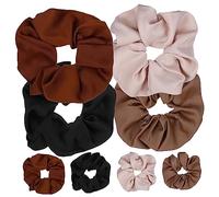 WRITWAA 8 Pièces Bande De Cheveux Gros Intestin Anneau De Cheveux Pour Femmes Élastiques à Cheveux Grand Bouclé Accessoires Lin Double Face