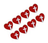 WRITWAA 8 Pièces Broche de Charité Forme de Cœur avec Croix Rouge Accessoire Solidaire Métal Léger pour Événements de Bienfaisance