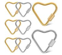WRITWAA 8 Pièces Heart-shaped Screw Lock Carabiner Clips Small Stainless Steel Key Ring Clips For Jewelry Making And Bag Charms Secure Lock Multifunctional Holder