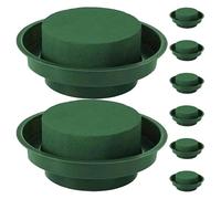 WRITWAA 8 Pièces Kit D'insertion de Fleur Blocs Mousse Ronds Verts en Boue de Fleur, Bol Élégant en Pp pour Décoration de Mariage et Fête, Haute Rétention D'eau