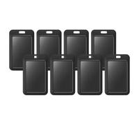 WRITWAA 8 Pièces Porte-badge Nominatif Noir en Abs Clip Sécurisé et Design Créatif, Pochette Verticale pour Carte D'identité Pratique pour Usage Professionnel ou Scolaire