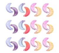 WRITWAA 80 Pendentifs Lune en Verre Multicolore pour Loisirs Créatifs Breloques Lune Artisanales Légères Petites Décorations pour Colliers Bracelets et Boucles D’Oreilles DIY