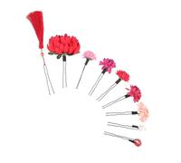 WRITWAA 9 pièces Kimono Hair Stick avec Fleurs et Pompons Épingles Japonaises Décoratives pour Coiffure Traditionnelle Accessoires Cheveux Féminins pour Photo Voyage et Fête