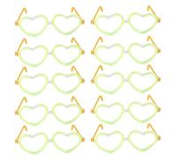 WRITWAA Accessoires Chic et Simples en Plastique Blanc Fluorescentes 10 Paires de Lunettes de Cœur, Faciles à Porter Retirer Couleur Aléatoire pour Soirées Disco et