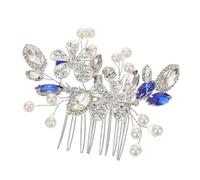 WRITWAA Accessoires de peigne à cheveux de mariage Peigne à cheveux pour la mariée Coiffure de mariée perceuse à verre Bleu