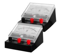 WRITWAA Ampèremètre Voltmètre Analogique Double Échelle, 2 Pièces, Petit Modèle Plastique, Testeur Électrique pour Laboratoire Scolaire, Affichage Tension Continue