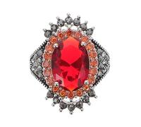 WRITWAA Anneau Décoratif en Cuivre Pierre Rouge Grenat pour Femme, Bague Vintage Réglable, Bijou pour Anniversaire de Mariage et Présent Saint-Valentin