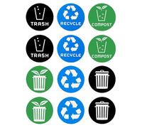 WRITWAA Autocollants de Tri Sélectif 12 Pièces en PVC Autocollants Imperméables pour Conteneur à Déchets Adaptés au Bureau Maison Hôtel Restaurant
