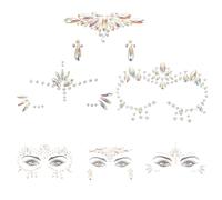 WRITWAA Autocollants Phosphorescents Visage 3 Pcs, Tatouages Lumineux en Strass Cristal, Bijoux Faciaux Fluorescents pour Halloween, Fête Costumée et Carnaval, Effet Tatouage Temporaire