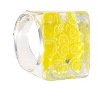 WRITWAA Bague Créative en Résine Transparente Bague Extra-Large Carrée Motif Citron Bijou Coloré pour Femme Accessoire pour Tenue Quotidienne et Photos