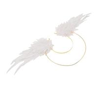 WRITWAA Bandeau D’Ange Blanc Halo Lumineux et Ailes Angéliques Serrage-Tête Léger en Tissu Doux Accessoire de Coiffure pour Fêtes Cosplay Mariages et Soirées à Thème