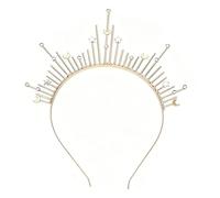 WRITWAA Bandeau de déesse - Bandeau étoile lune soleil - Tiare dorée strass - Accessoire cheveux de déesse pour mariage, bal de promo, festival