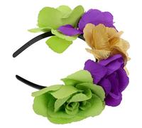 WRITWAA Bandeau De Fleurs De Carnaval Bandeau De Fée Pour Les Filles Couronne Hawaïenne Couronne De Fleurs Roses Coiffe De Fleurs D'halloween Bandeau De Fleurs De Fête Bandeau En Plastique