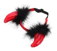 WRITWAA Bandeau Décoratif pour Chien en Tissu Rouge Cornes de Vampire Pelucheuses, Facile à Mettre Retirer, pour Déguisement Halloween et Portraits de Famille