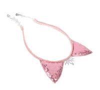 WRITWAA bandeau oreille de chat mignonette Coiffe pour cosplay Headband chat oreilles bandeau à paillettes faire la fête Animaux cerceaux de cheveux de filles coiffe de fête en tissu rose