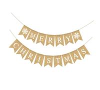WRITWAA Bannière de Noël Message Merry Christmas à Suspendre en Lin Kaki Style Vintage pour Décoration Intérieure Maison pour Fête de Noël