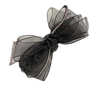 WRITWAA Barrette à Cheveux Chic Nœud En Organza Noir Légère Pour Femme Tenue Élégante Accessoire Cheveux Strass