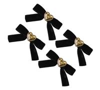 WRITWAA Barrettes à Cheveux Accessoires Cheveux Femme Élégants en Velours Noir Lot de 4 de Cœur Décorations pour Chignons Artistiques et