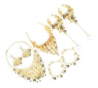 WRITWAA Bijoux Danse Du Ventre Doré Complet avec Collier Bracelets Chevillères et Boucles Oreilles Léger pour Spectacles Festivals et Costumes
