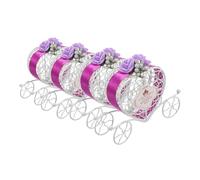 WRITWAA Boîte à Bonbons Carrosse Citrouille en Fil de Fer Violet 12X8X3 CM Lot de 4 pour Mariage Fête Décoration Romantique