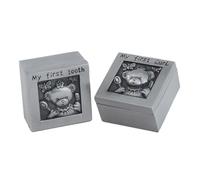 WRITWAA Boîte à Dents de Lait en Métal Sculpté Ours pour Bébé Petite Boîte à Souvenirs Carrée Organisateur Compact Présent Naissance Garçon Fille
