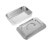 WRITWAA Boîte Carrée 24x16,5x5 Cm En Acier Inoxydable Pour Rangement D'instruments D'onglerie Et Usage Hygiénique Professionnel