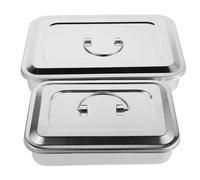 WRITWAA Boîte de en Acier Inoxydable 2 Pièces avec Couvercles Plateau Rectangulaire 24X16 CM 30X20 CM Résistant Haute Température Coffret de Portable pour Instruments Médicaux