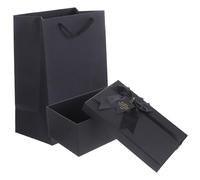 WRITWAA Boîte de Mariage Élégante Noire en Papier et Polyester pour Parfum et Rouge à Lèvres, Coffret Présent Carré Saint-valentin et Noël
