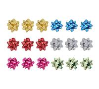 WRITWAA Boîte Décorative de 18 Fleurs Étoilées 3D Autocollantes Multicolores pour Décoration Présent Festive, Accessoires Auto-adhésifs pour Emballage Noël et Fête, Couleur