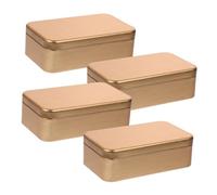 WRITWAA Boîte en Fer-blanc Dorée 4 Pcs, Boîte Rectangulaire, Étanche Poussière, Rangement Présents, Bonbons, Papeterie, Coffret Présent Polyvalent, Emballage Mariage