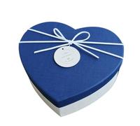 WRITWAA Boîte Présent de Cœur Moyenne 18X16X7 CM Papier Blanc Couvercle Bleu Décorée D’Un Nœud Élégant pour Mariage Anniversaire et Saint-Valentin Coffret Présent Élégant et Pratique