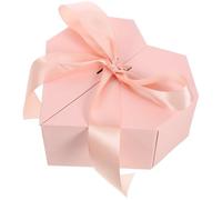 WRITWAA Boîte Présent de Cœur Rose Pâle Taille Moyenne 23X21X10 CM Coffret Présent 1 Pièce 20 G de Paille de Raphia pour Anniversaire Mariage et Emballage