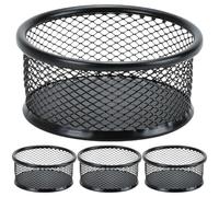 WRITWAA Boîtes pour Trombones en Fer Noir 4pcs Design Empilable et Maille Résistante aux Rayures pour Bureau et Espace de Travail Organisé