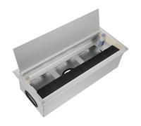 WRITWAA Boîtier de Prise Électrique en Alliage D'aluminium Argenté Rectangulaire Support de Charge Téléphone et Cache Fil pour Bureau et Chambre