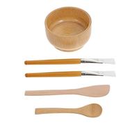 WRITWAA Bol Mélangeur à Masques DIY en Bois Naturel 5 Pièces Kit Esthétique Visage pour Usage Maison et Voyage