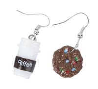 WRITWAA Boucles D'oreilles Fantaisie Biscuits et Tasse de Café, Bijoux D'oreilles Délicats en Résine et Plastique, Style Créatif, Saint-valentin