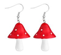 WRITWAA Boucles Oreilles Champignon Créatives Plastique Rouge Pendentifs Fantaisie Légers pour Femmes Design Élégant Antiallergique Accessoire Chic