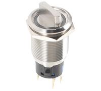 WRITWAA Bouton-Poussoir Métallique LED 19 MM Deux Positions Auto-Verrouillage et Réinitialisation Interrupteur Momentané 12-24V Bouton Rond Blanc pour Applications Industrielles et