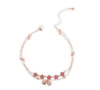 WRITWAA Bracelet De Cheville à Double Chaîne Avec Clochette Bijou Léger Et Confortable Fermoir Ajustable Pour Femmes