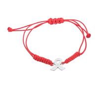 WRITWAA Bracelet Rouge Femme Ruban de Soie Tressé Main Bracelet Identification Médicale pour Sensibilisation Santé Mammaire Accessoire Ajustable et Élégant