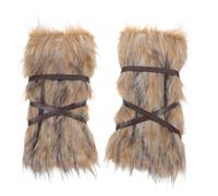 WRITWAA Brassard Viking Vintage Ajustable avec Sangles, Protège-Poignets en Tissu Duveteux, Accessoire Cosplay Nordique pour Fête Halloween et Costume Médiéval, Manchon de Bras Unisexe
