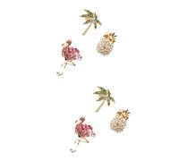 WRITWAA Broche Bijoux Femme 6 Pièces Broche Épingles En Émail Luau Cotillons Bijoux En Strass Épinglette Flamant Rose Goupille Pin’s Hair Toppers Hair Charms Insigne Exquis