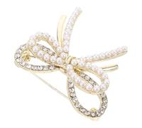 WRITWAA Broche Nœud Perles Artificielles Épingle Strass pour Femme Broche Simple
